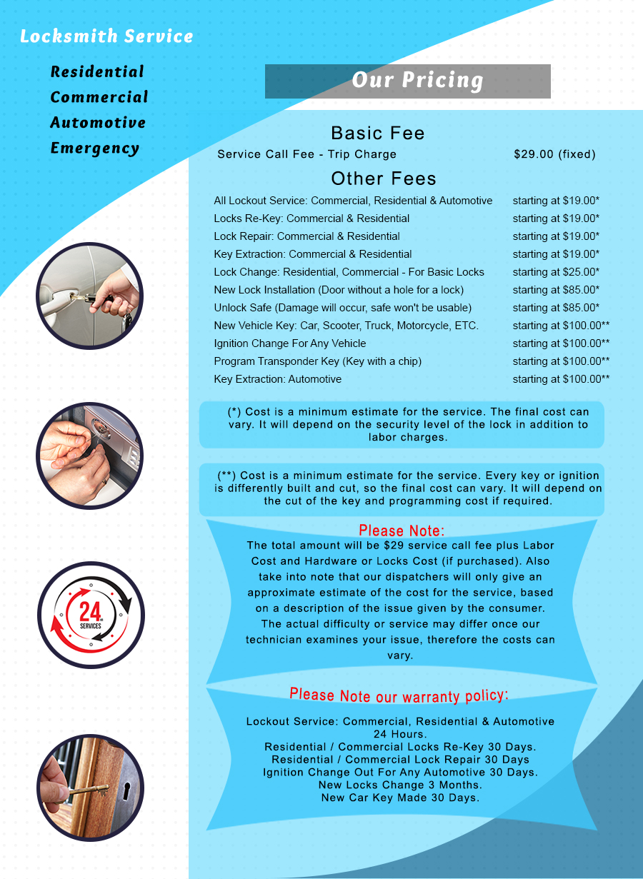 Porter Ranch Locksmith Price List